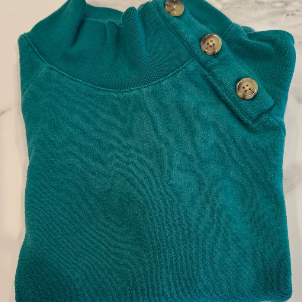 Crewcuts Cowl Neck Pullover Sweatshirt with Button Detail Green M